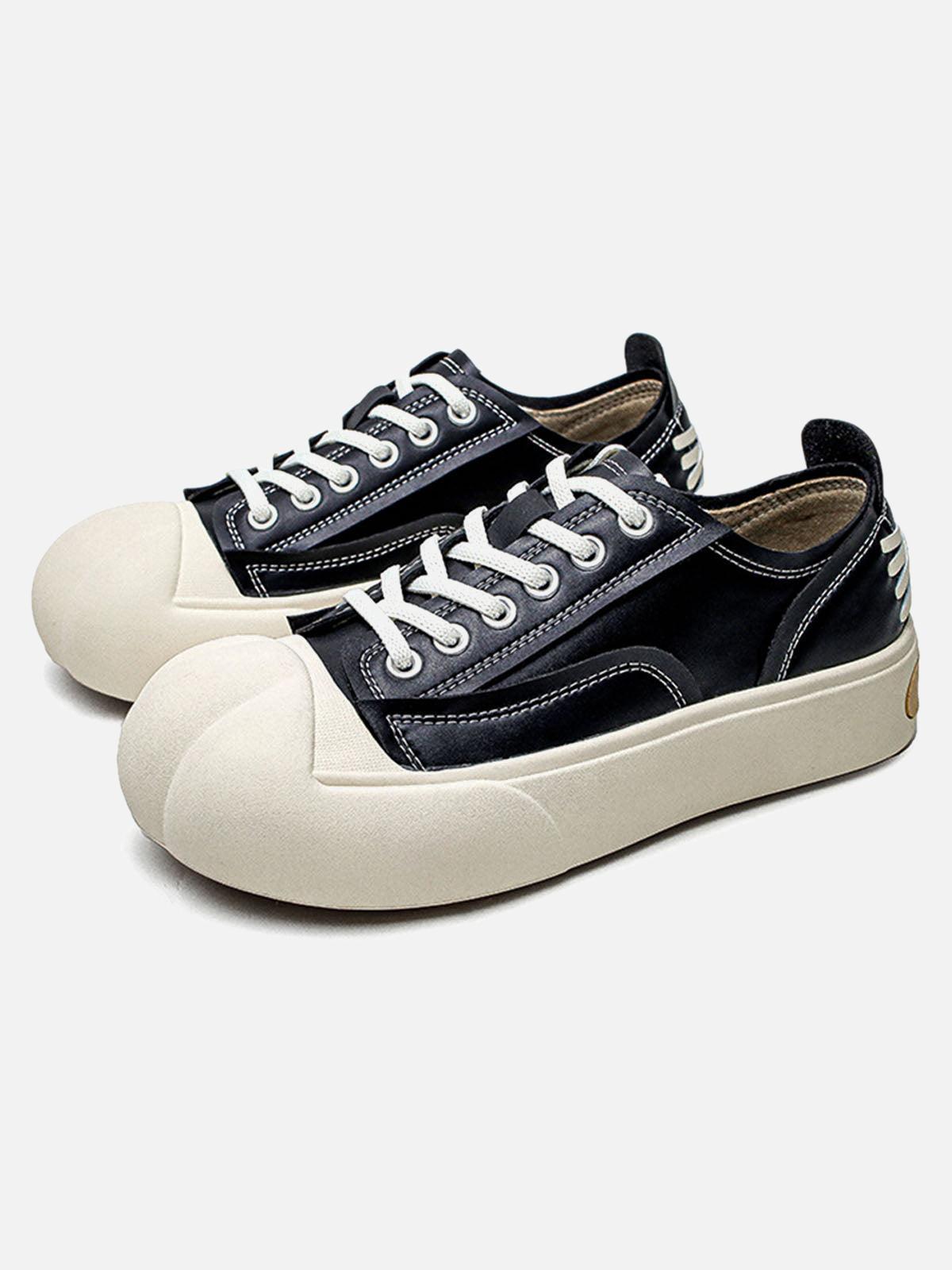 TALISHKO Deconstructed Distressed PU Leather Casual Shoes