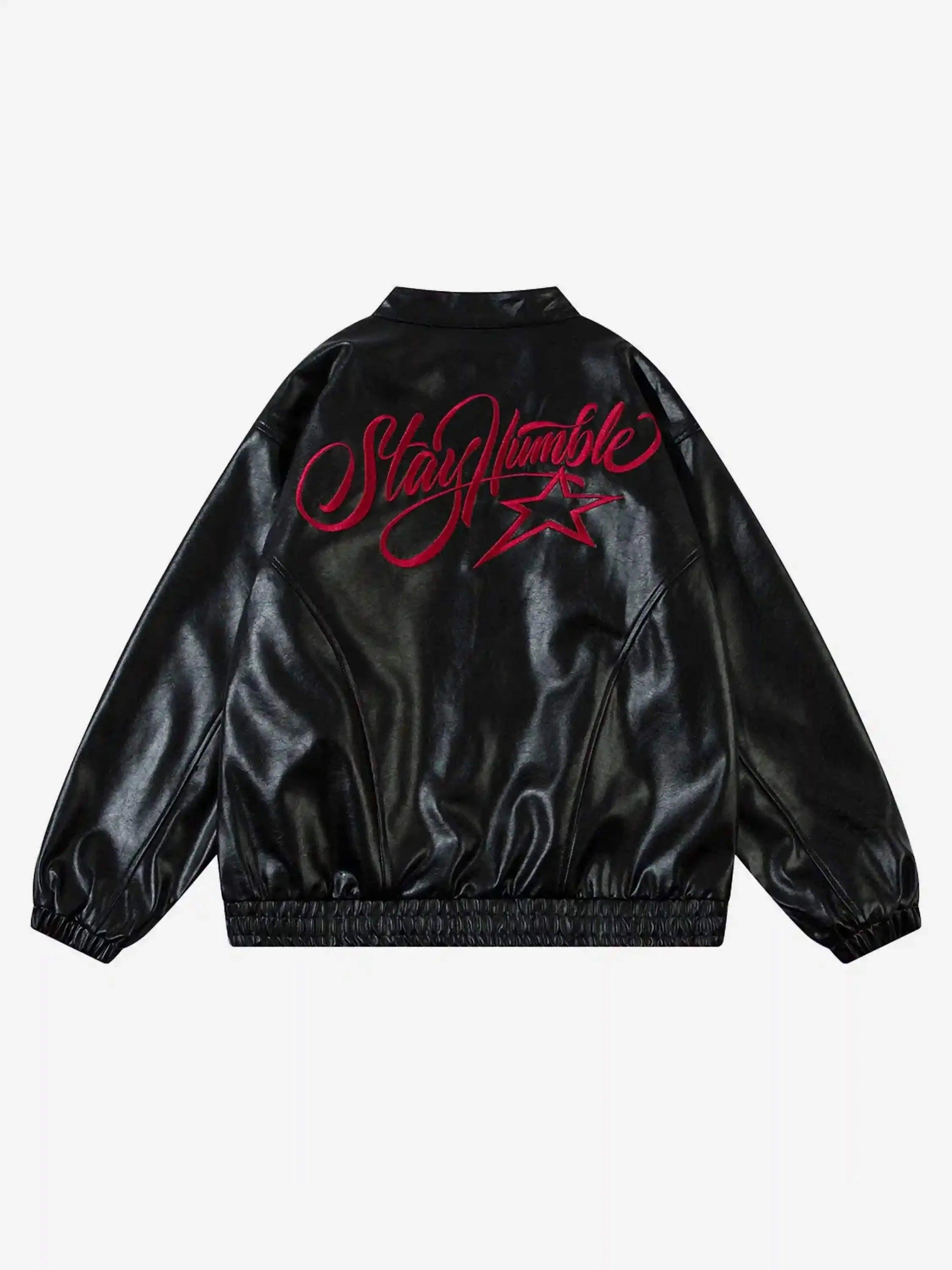 TALISHKO American Retro Script Embroidered Motorcycle Jacket