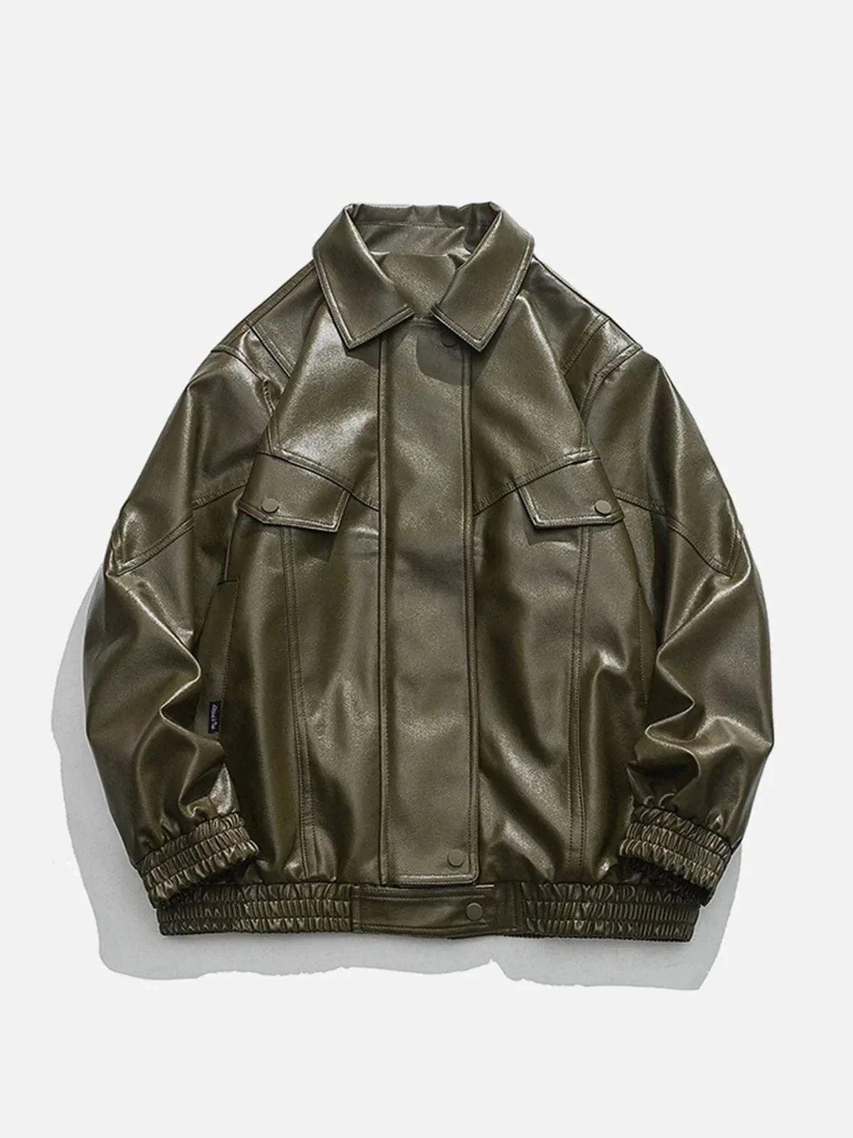 TALISHKO Solid Color PU Jacket