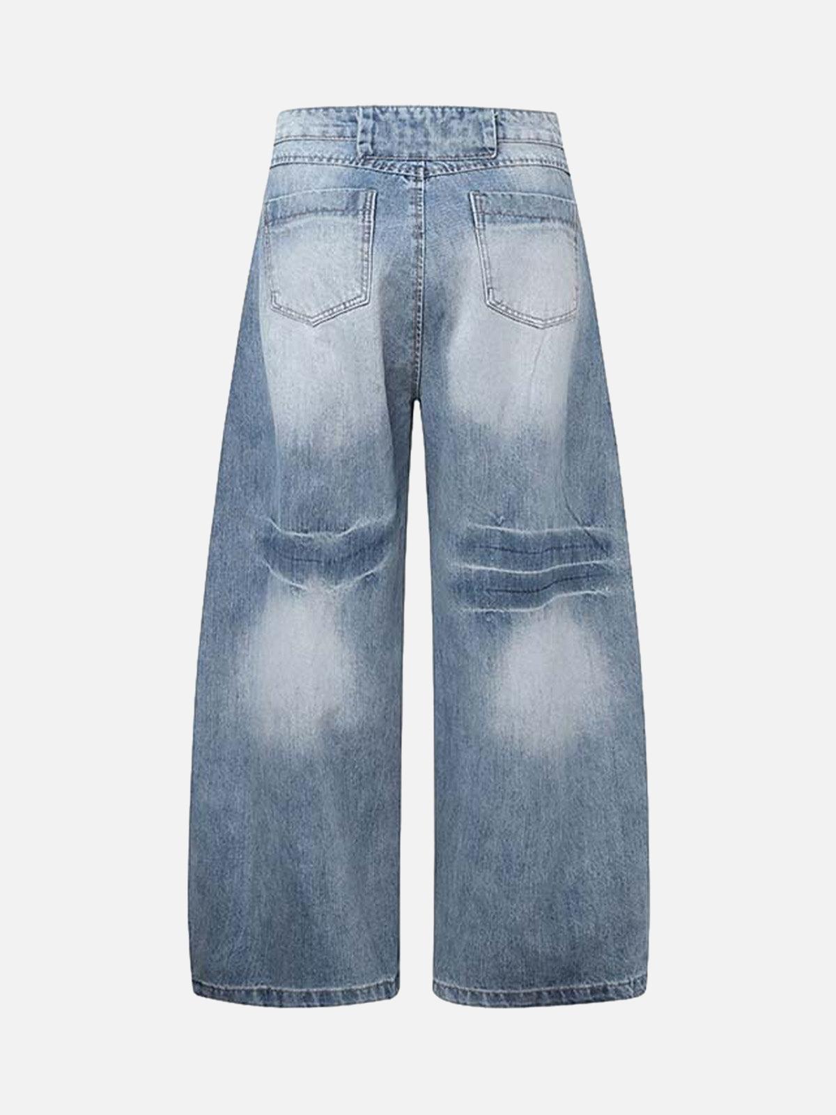 TALISHKO Distressed Washed Deconstructed Barrel Jeans