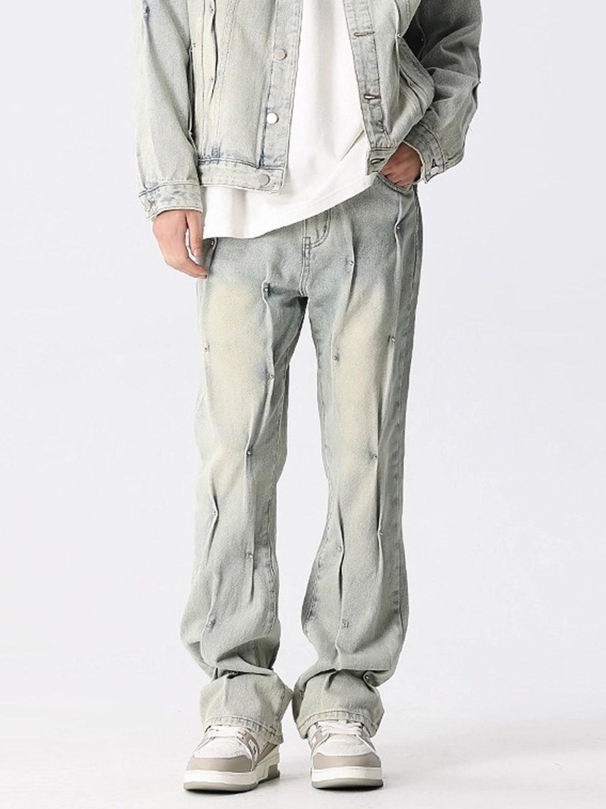 TALISHKO Rivet Wrinkle Washed Jeans