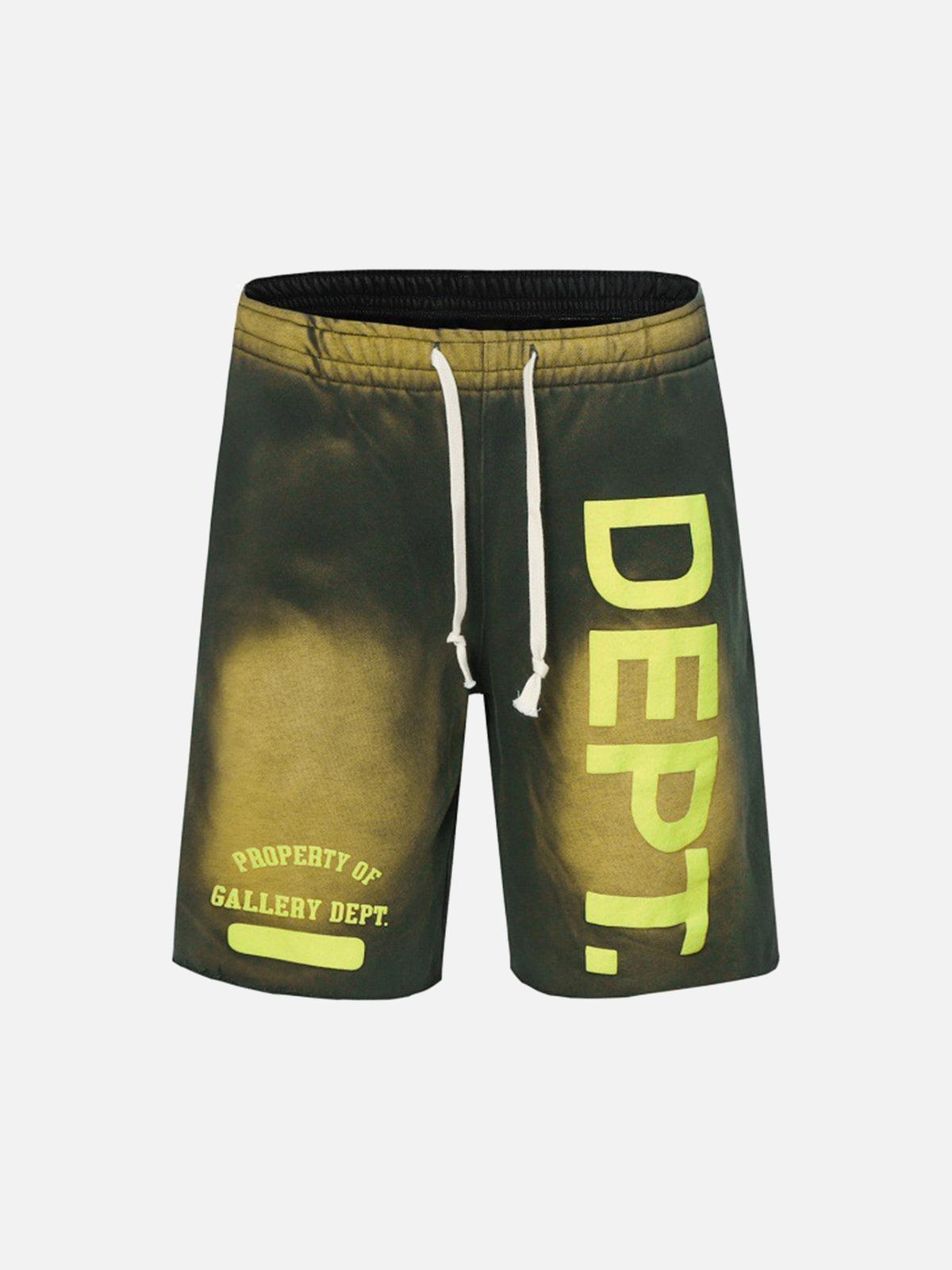 TALISHKO Gradient Letter Print Drawstring Shorts