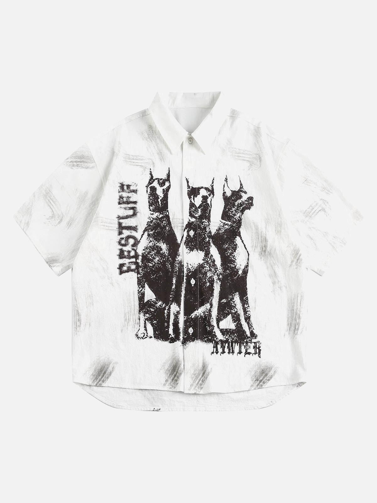 TALISHKO Doberman Print Short Sleeve Shirt