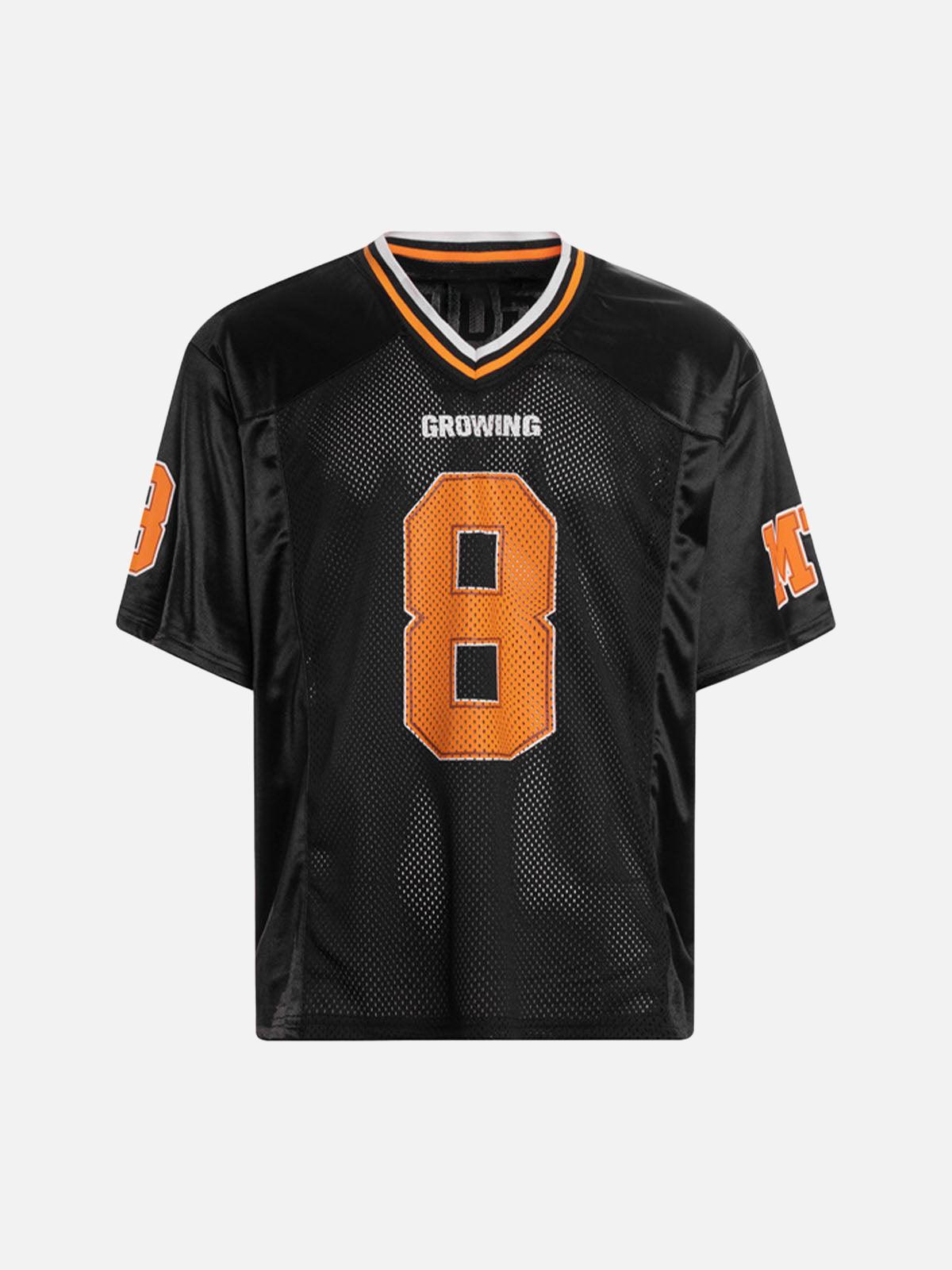 TALISHKO Jersey Print Oversize V-Neck T-Shirt