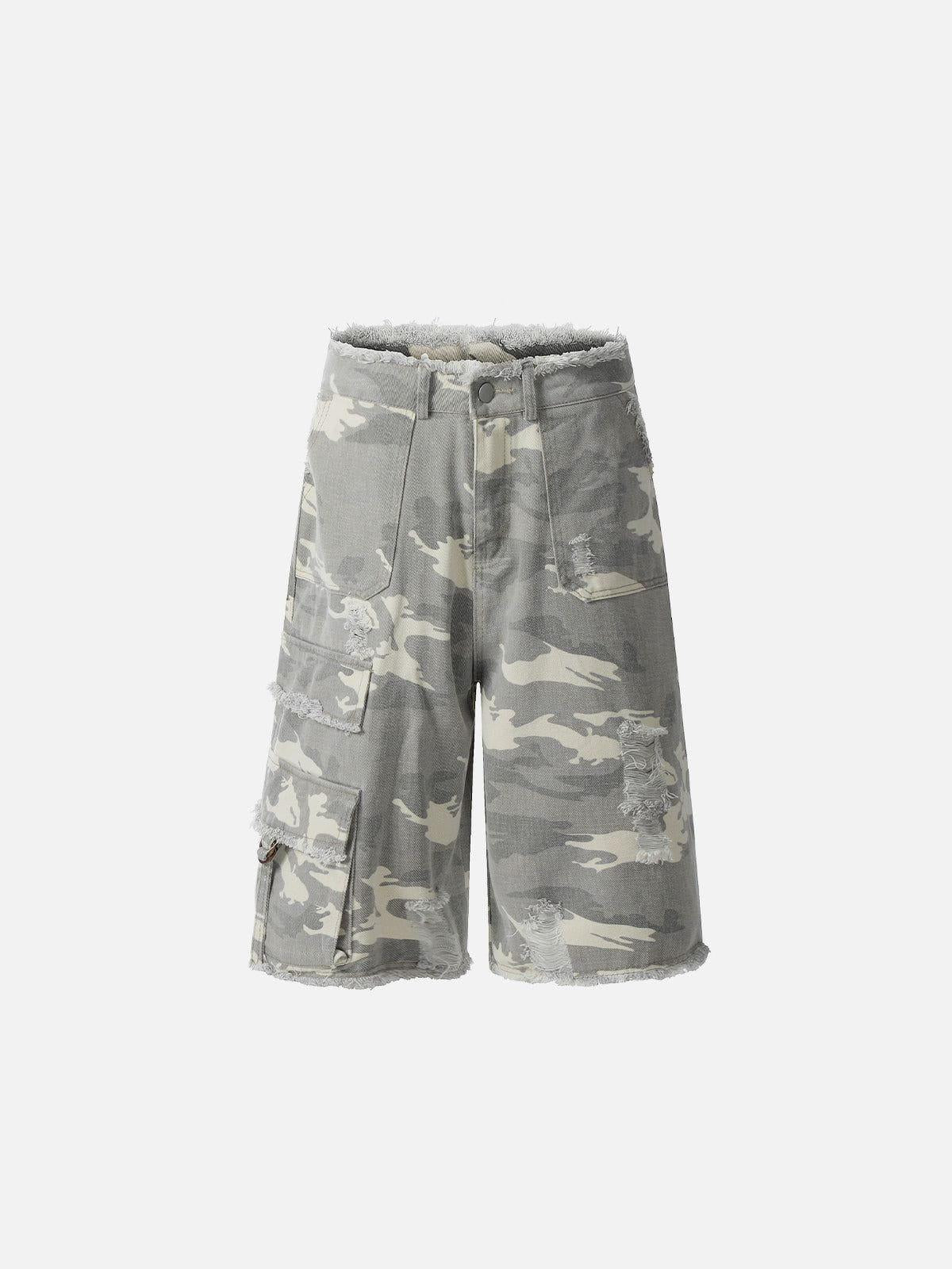 TALISHKO Multi Pocket Fringe Longline Jorts