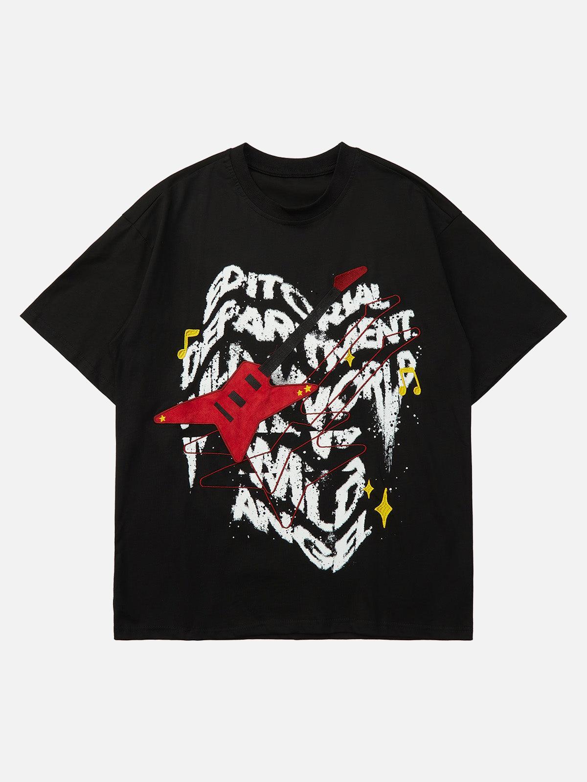 TALISHKO High Street Embroidered Letters Creative Printed T-Shirt