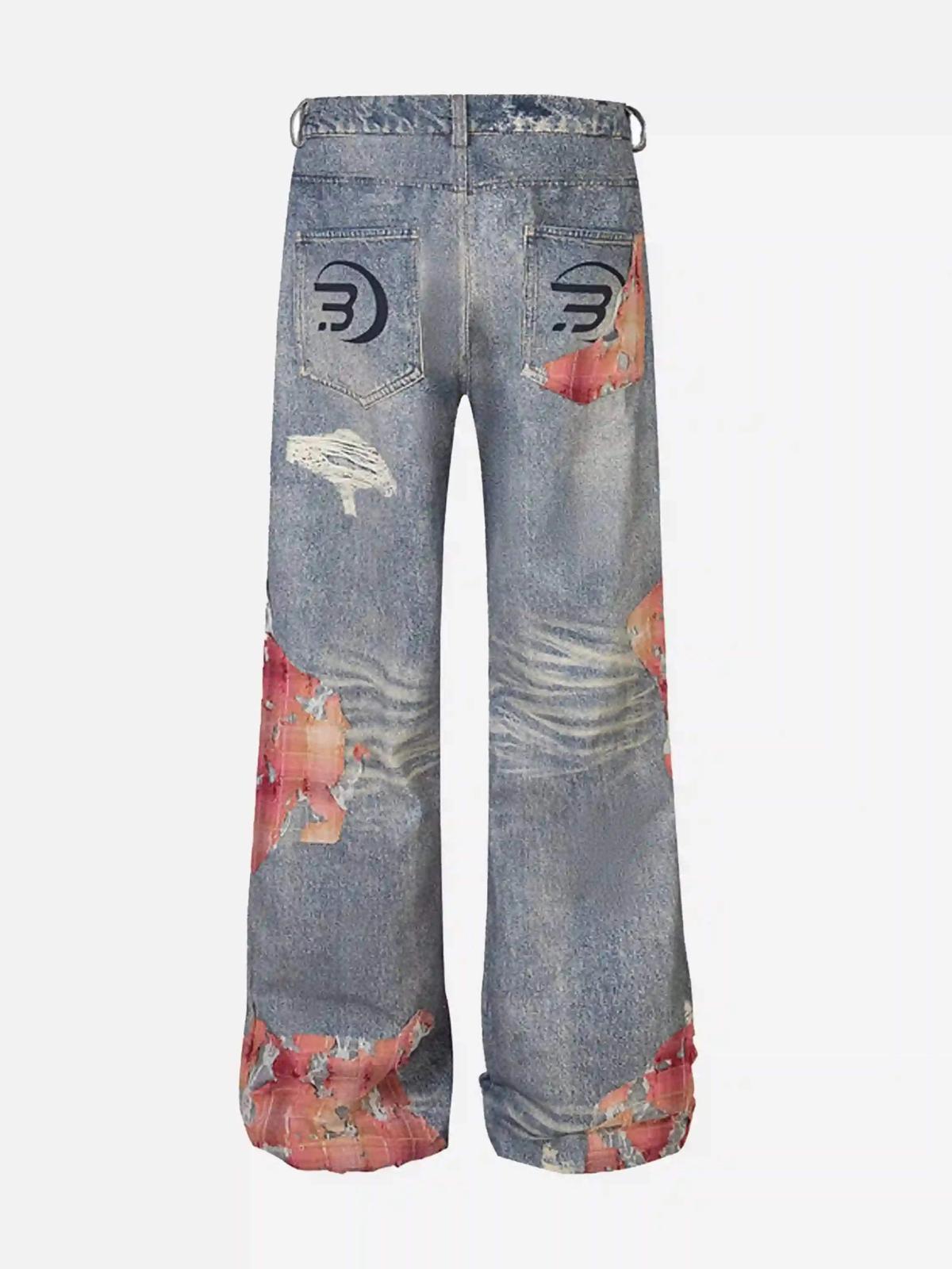 TALISHKO Retro Patchwork Street Jeans