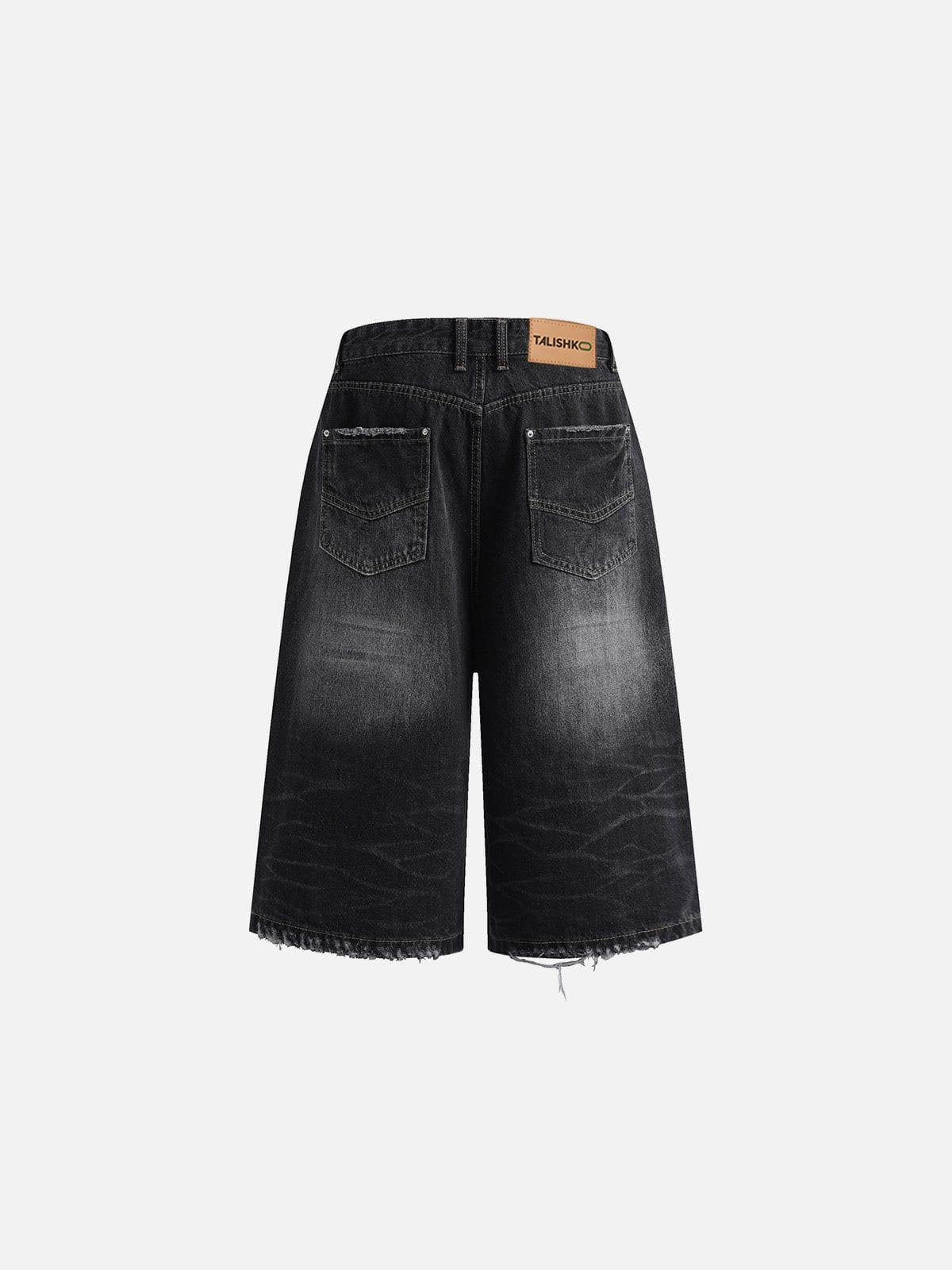 TALISHKO Distressed Washed Longlie Jorts