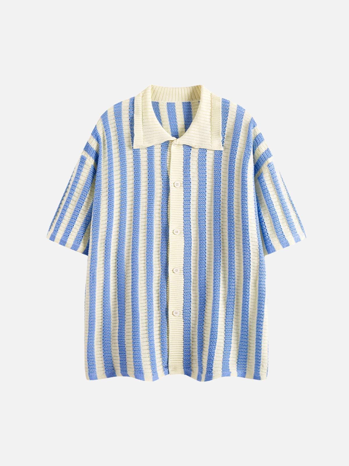TALISHKO Cleanfit Striped Knit Cardigan Shirt