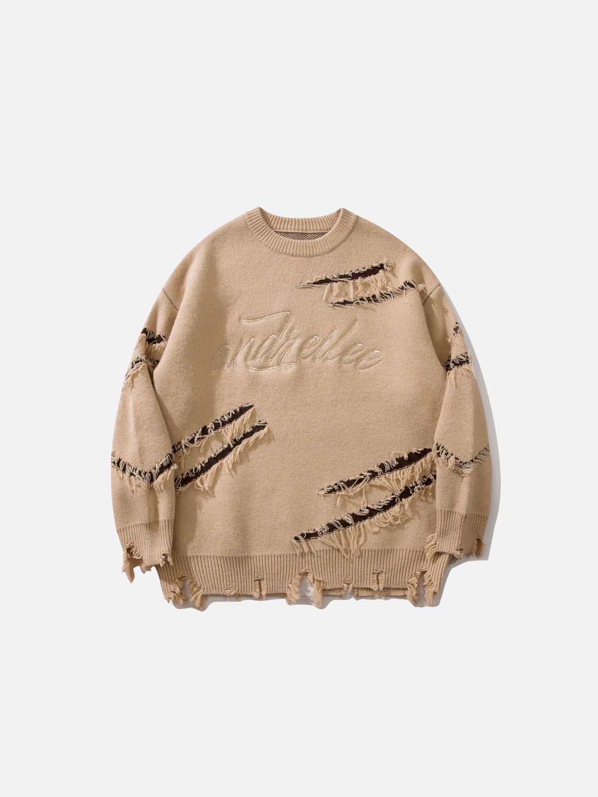 TALISHKO Vintage Ripped Lazy Style Sweater