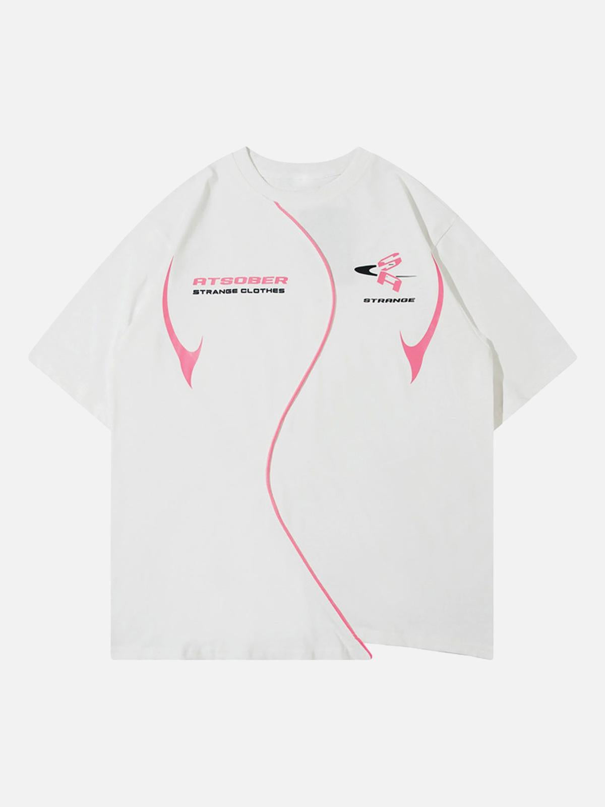 TALISHKO High Street Motorcycle Print Asymmetric T-Shirt