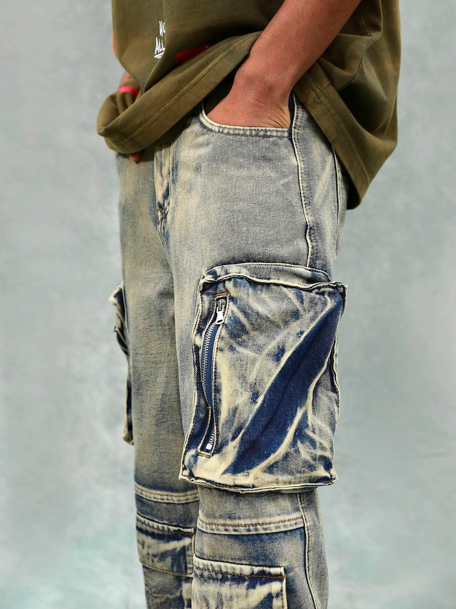 TALISHKO Vintage Washed Multifunctional Denim Overalls