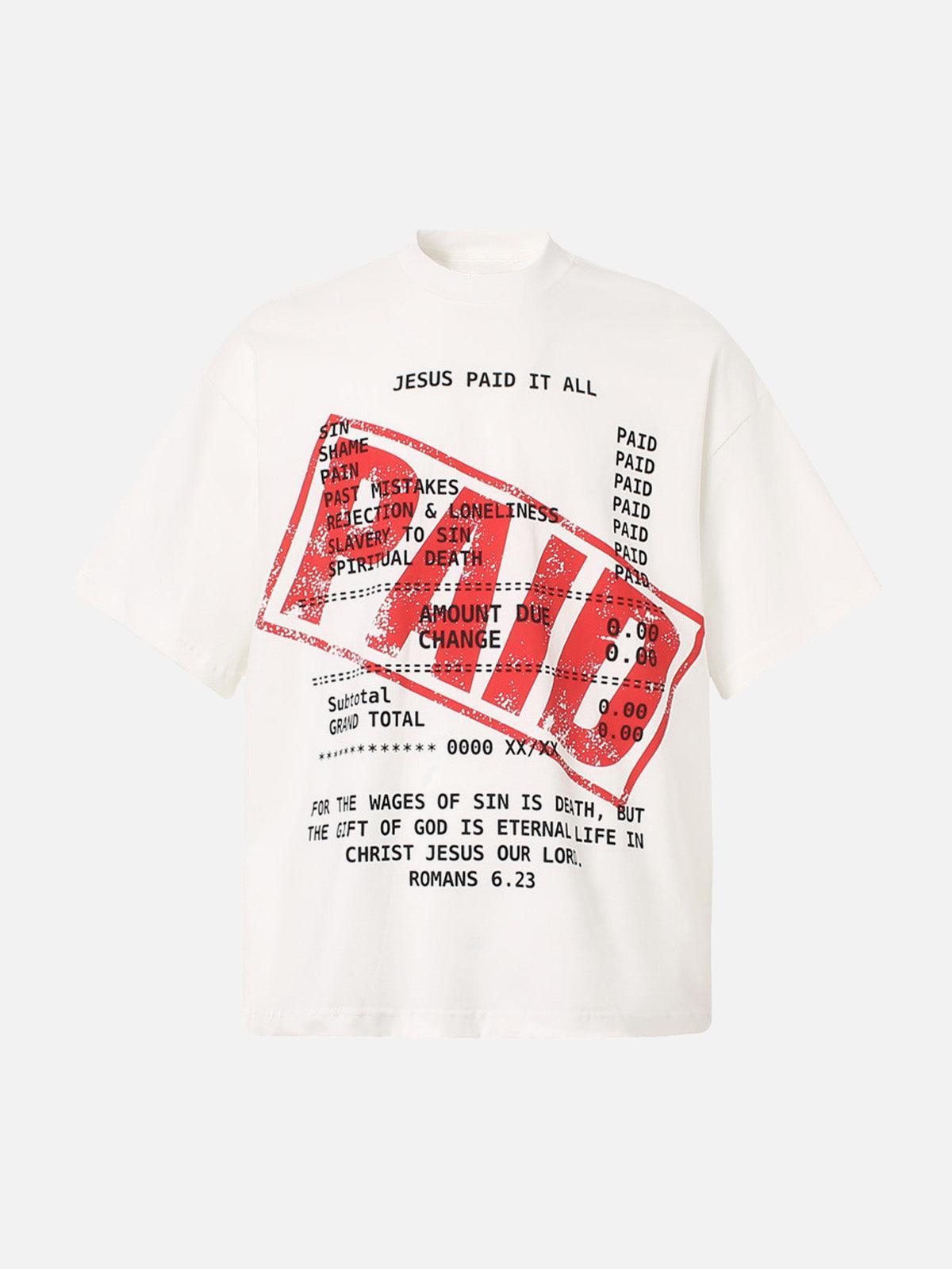 TALISHKO Street PAID Letter Slogan T-Shirt