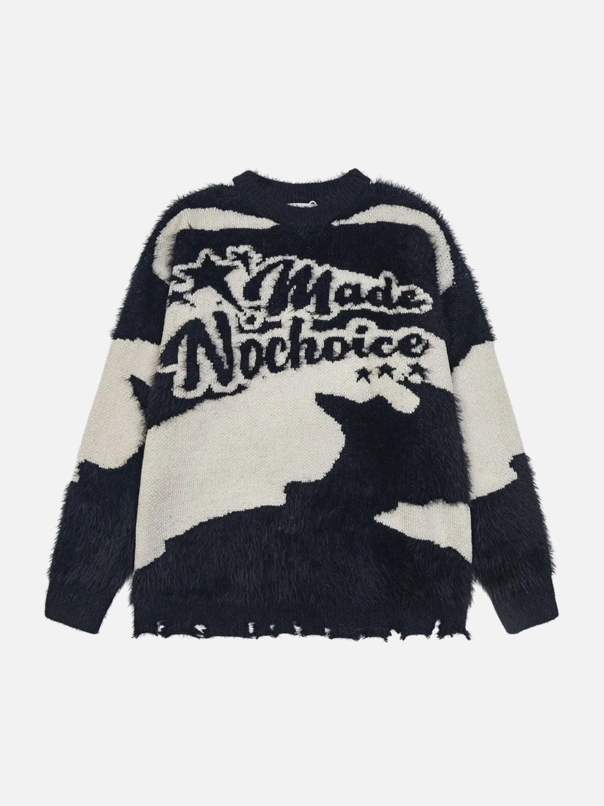TALISHKO Color Block Letter Jacquard Sweater