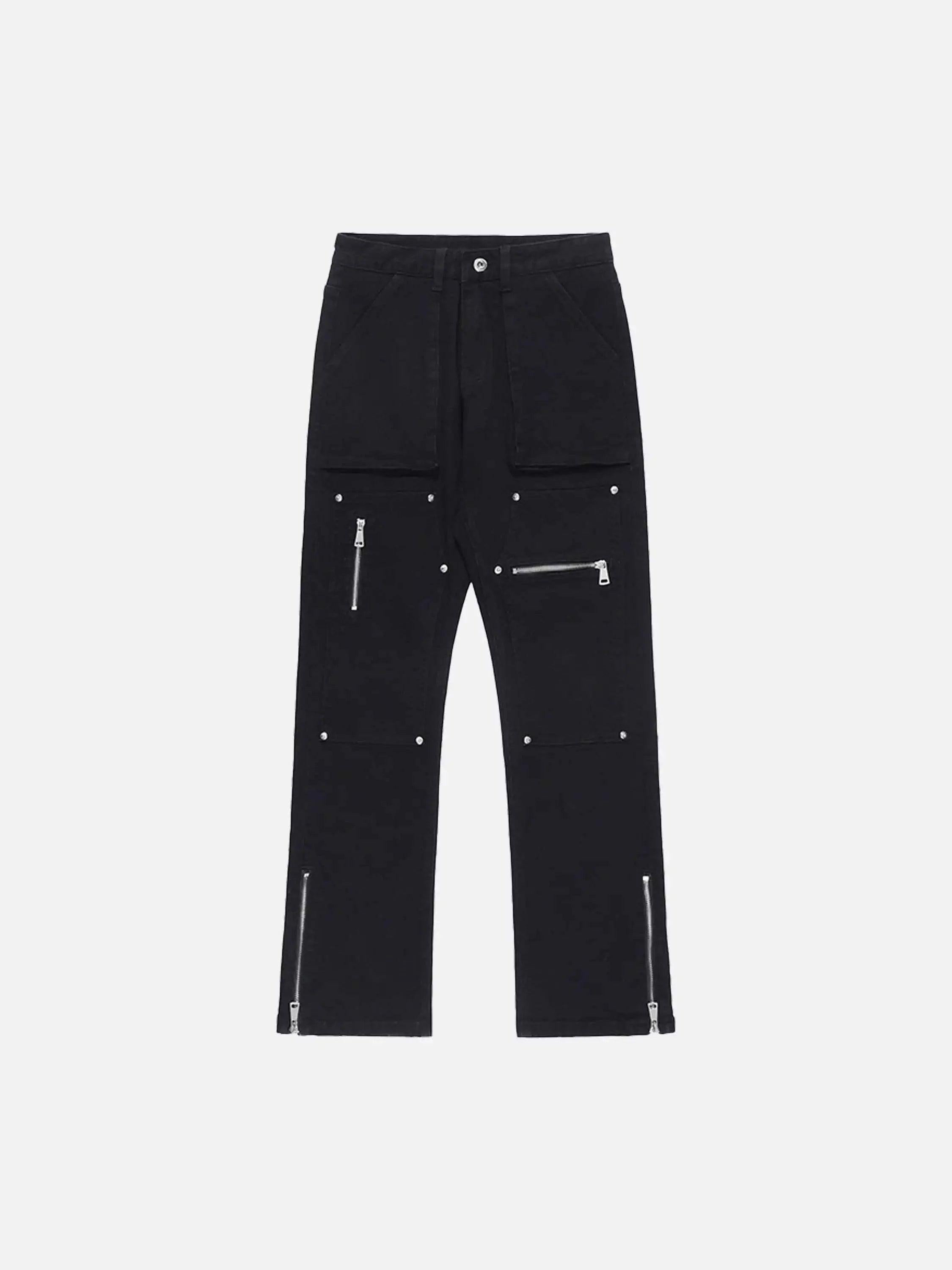 TALISHKO High Street Zipper Niche Design Straight Pants