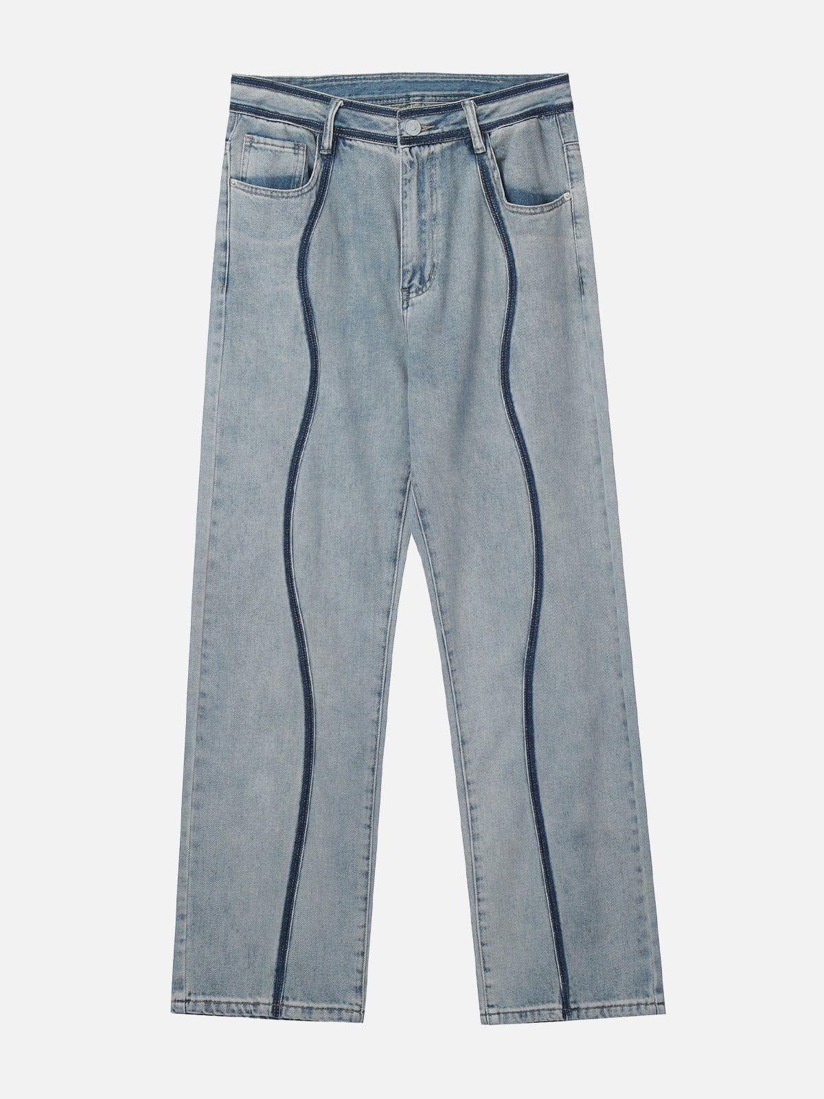TALISHKO Dark Color Curve Patchwork Jeans