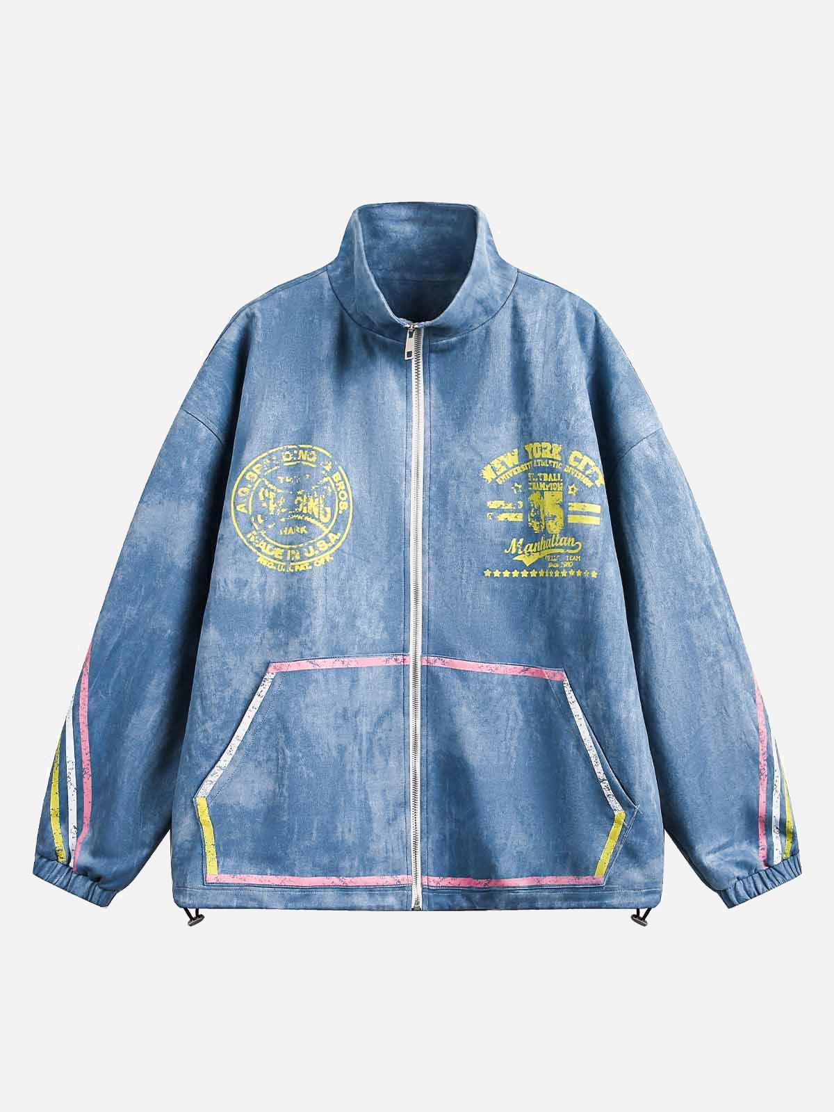 TALISHKO Retro Contrast Suede Track Jacket