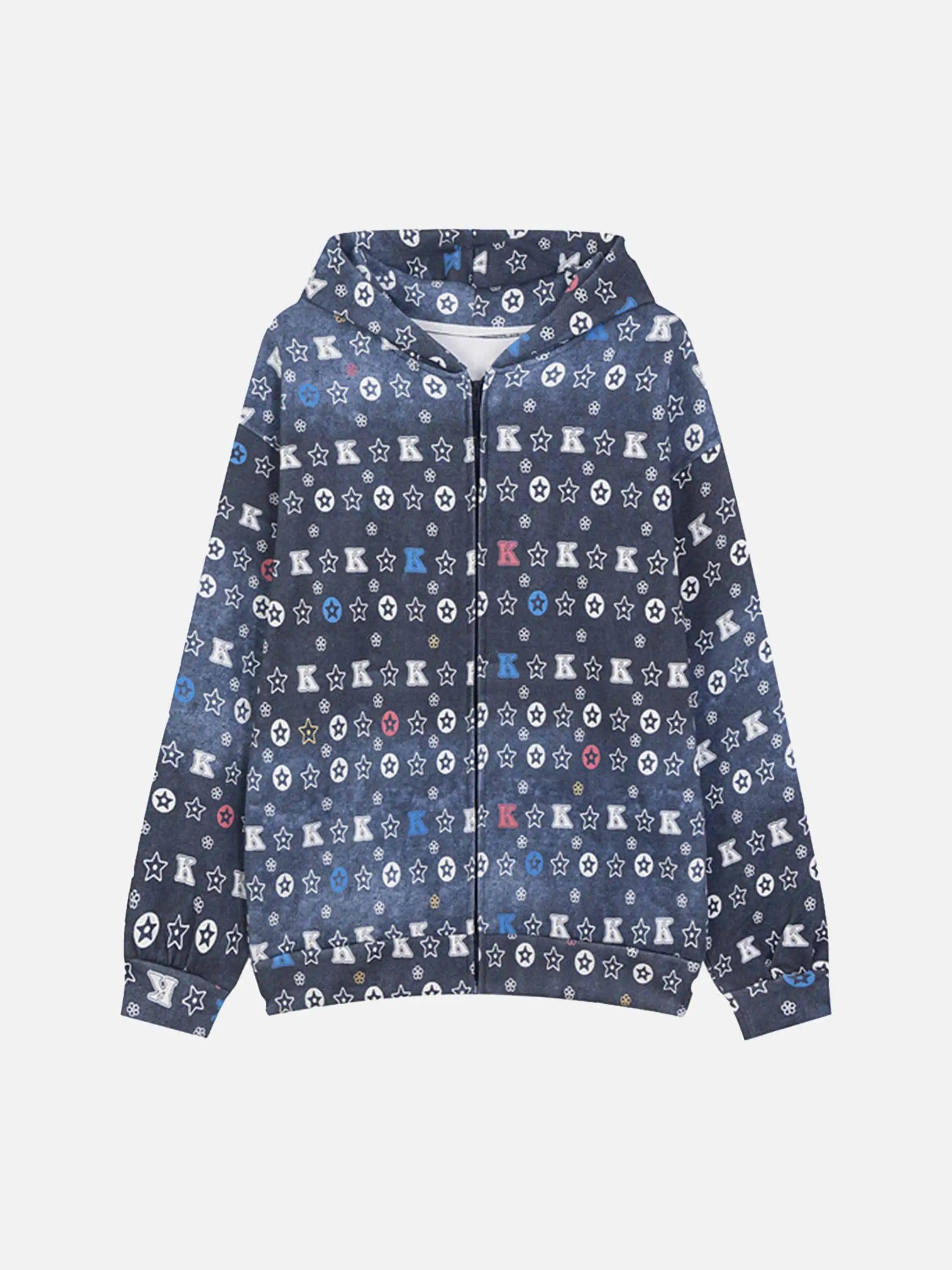 TALISHKO Printing Gradient Zip-Up Hoodie