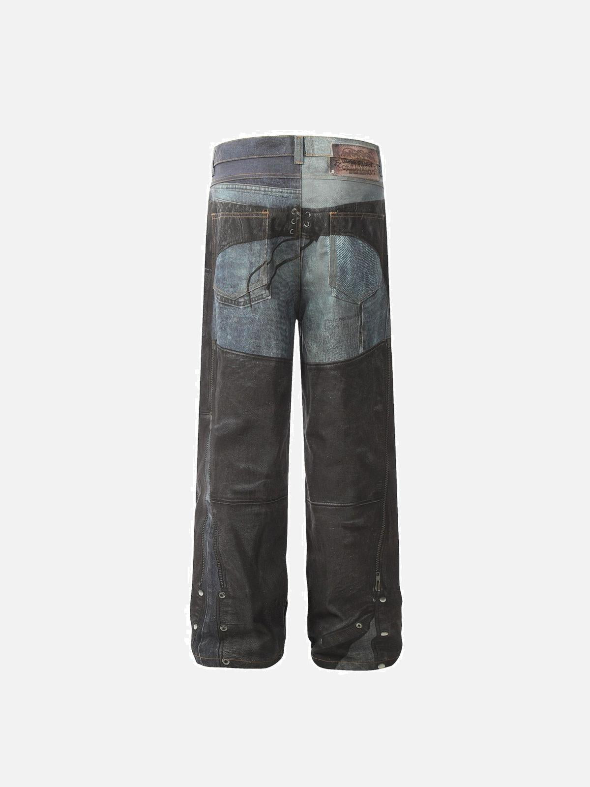 TALISHKO Digital 3D Printed Fake Two Pair Jeans