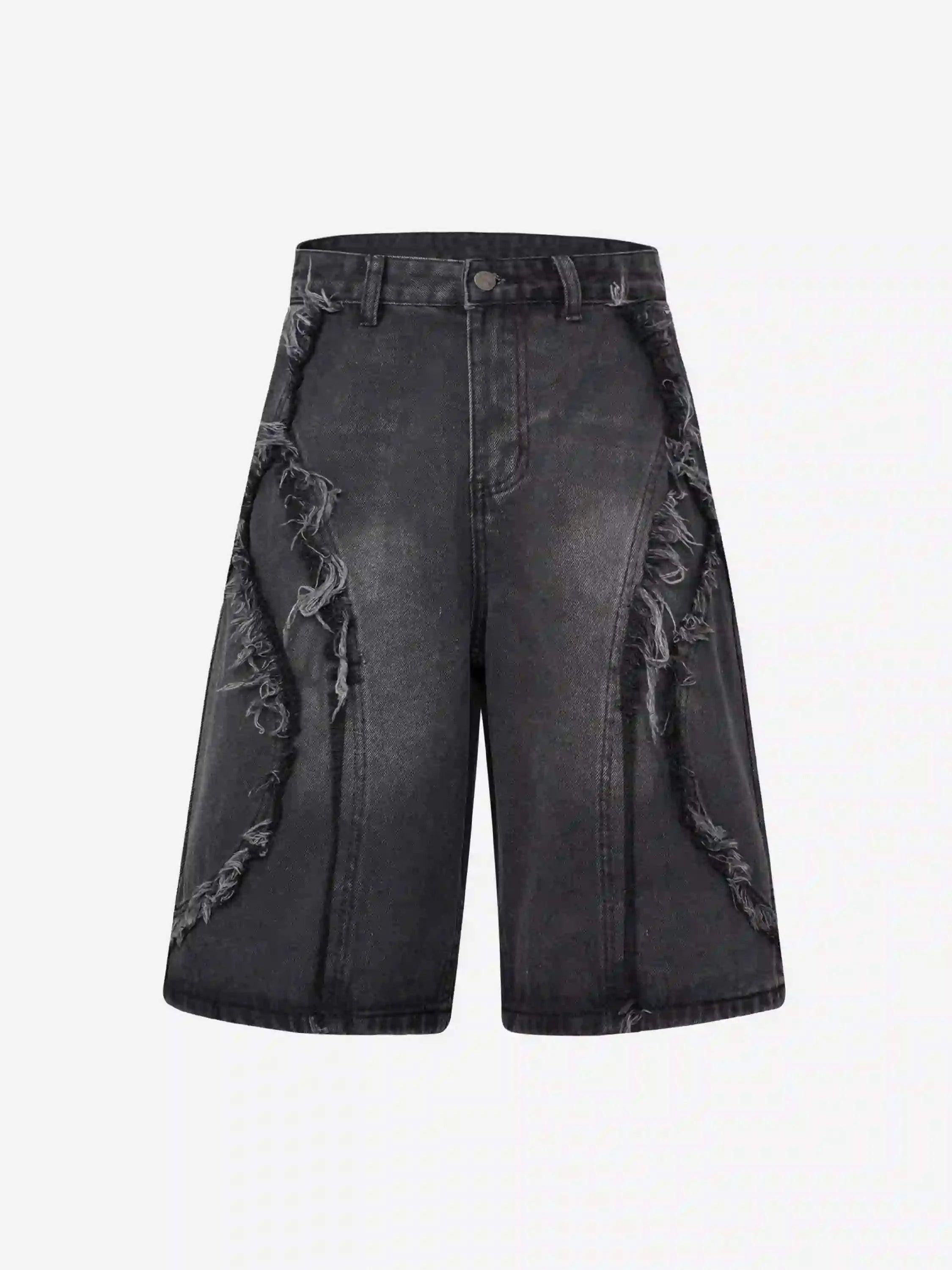 TALISHKO Clean Fit Whisker Patchwork Cropped Denim Jorts