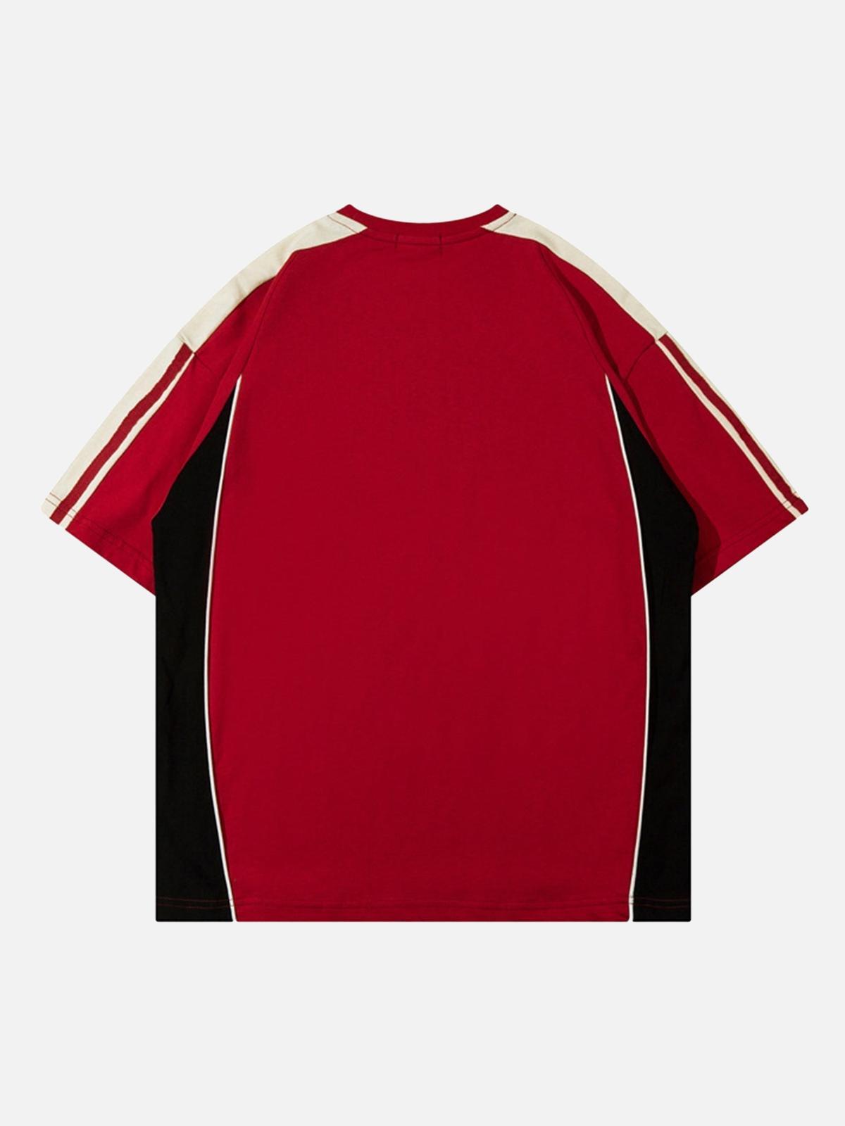 TALISHKO Color-Blocked Strip Racing T-Shirt