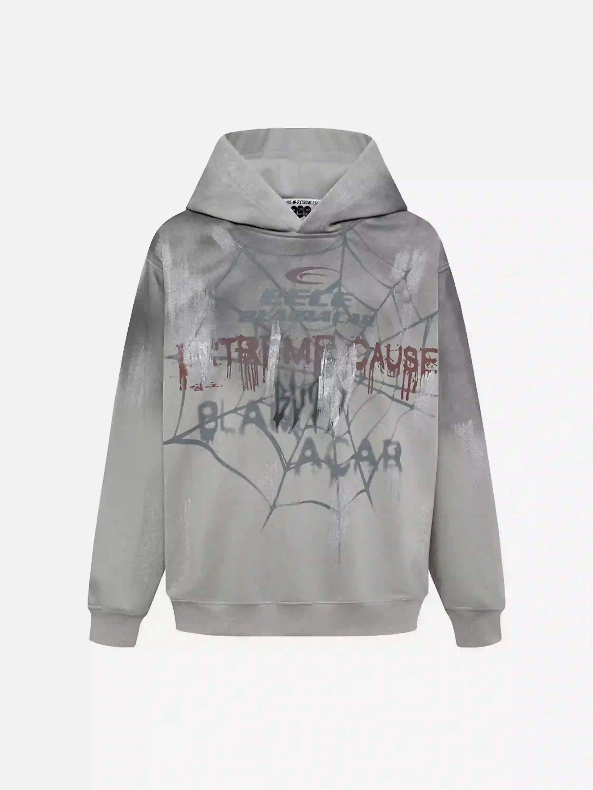 TALISHKO High Street Hip Hop Spider Web Print Hoodie