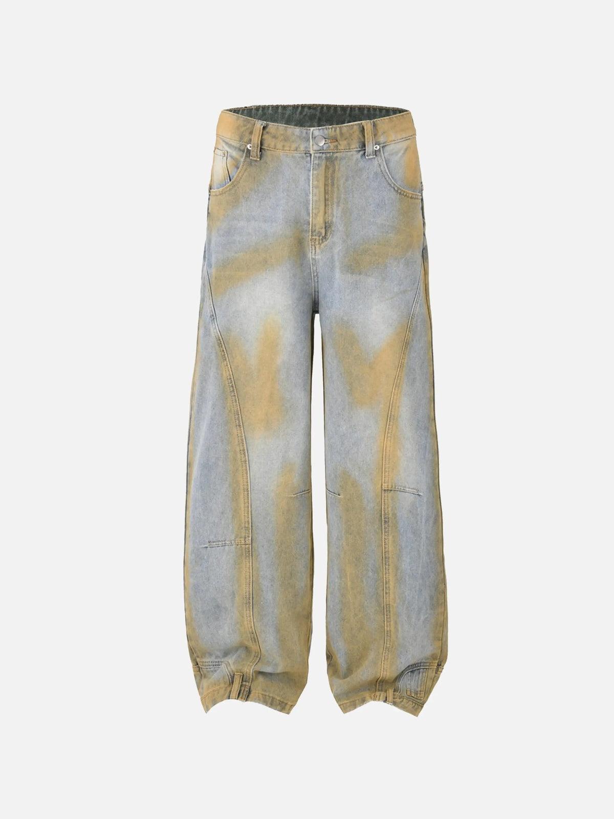 TALISHKO Straight-Leg Patchwork Mud-Dyed Jeans