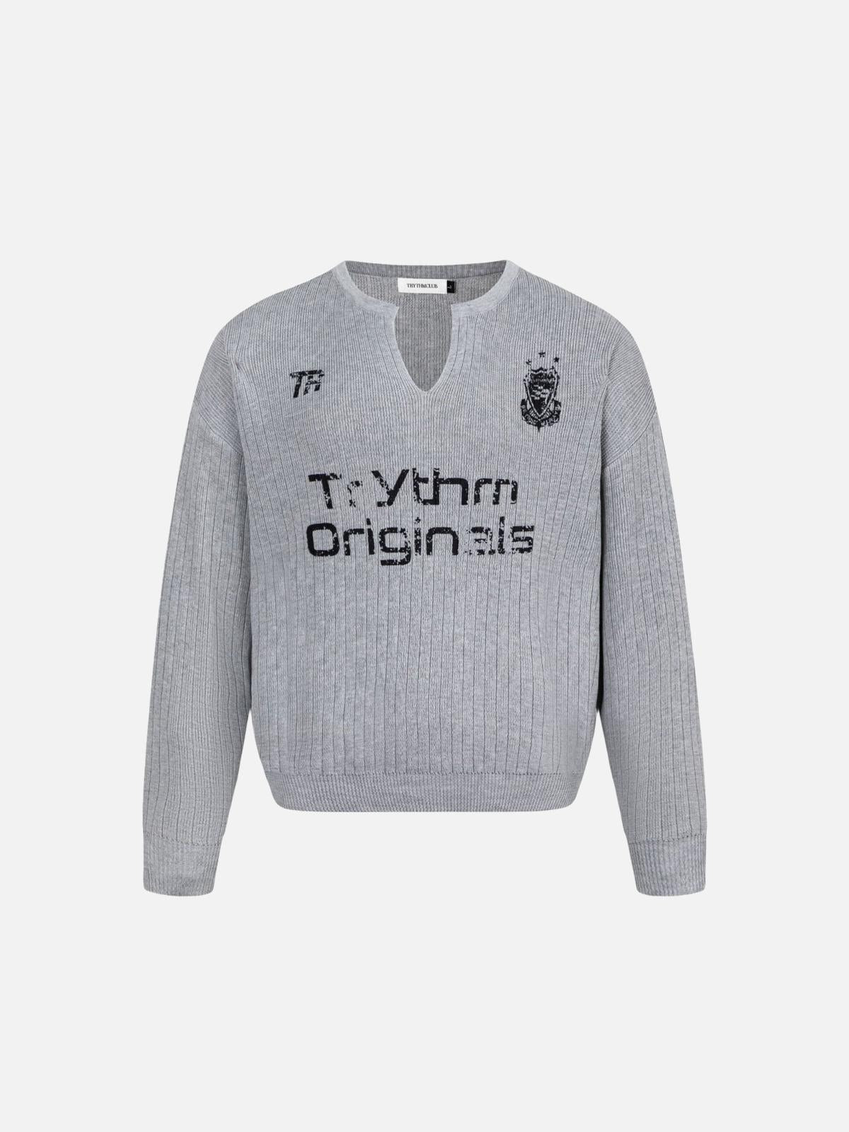 TALISHKO Vintage Letter Small V-Neck Sweater