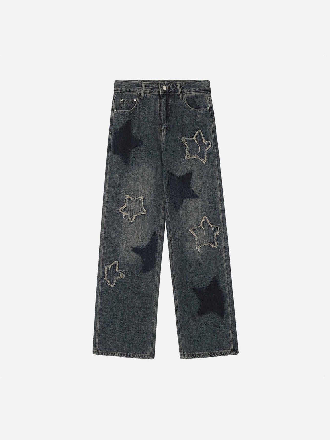 TALISHKO Airbrushed Pentagram Applique Jeans