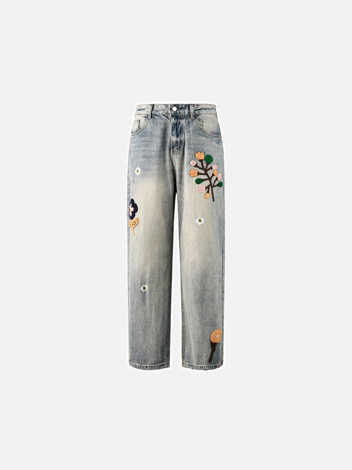 TALISHKO Vintage Floral Towel Embroidered Jeans