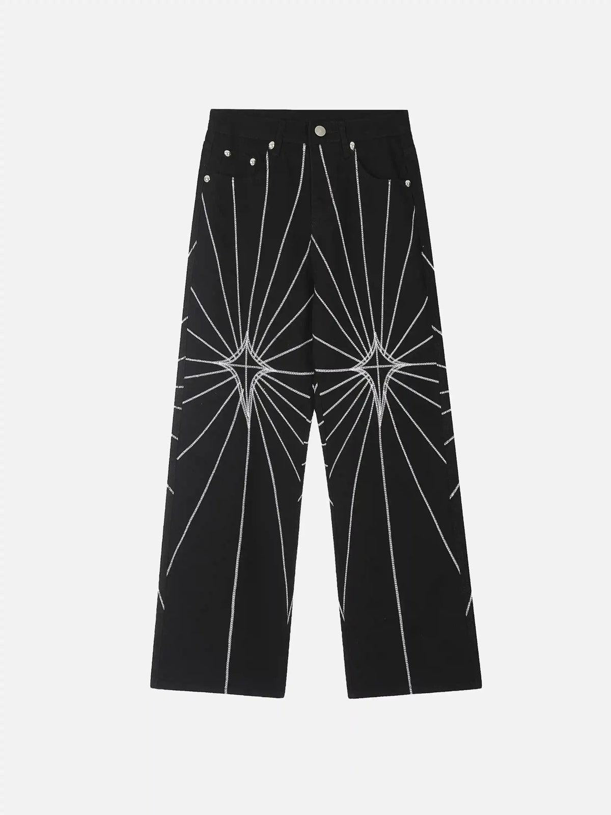 TALISHKO Spider Web Topstitched Loose Jeans
