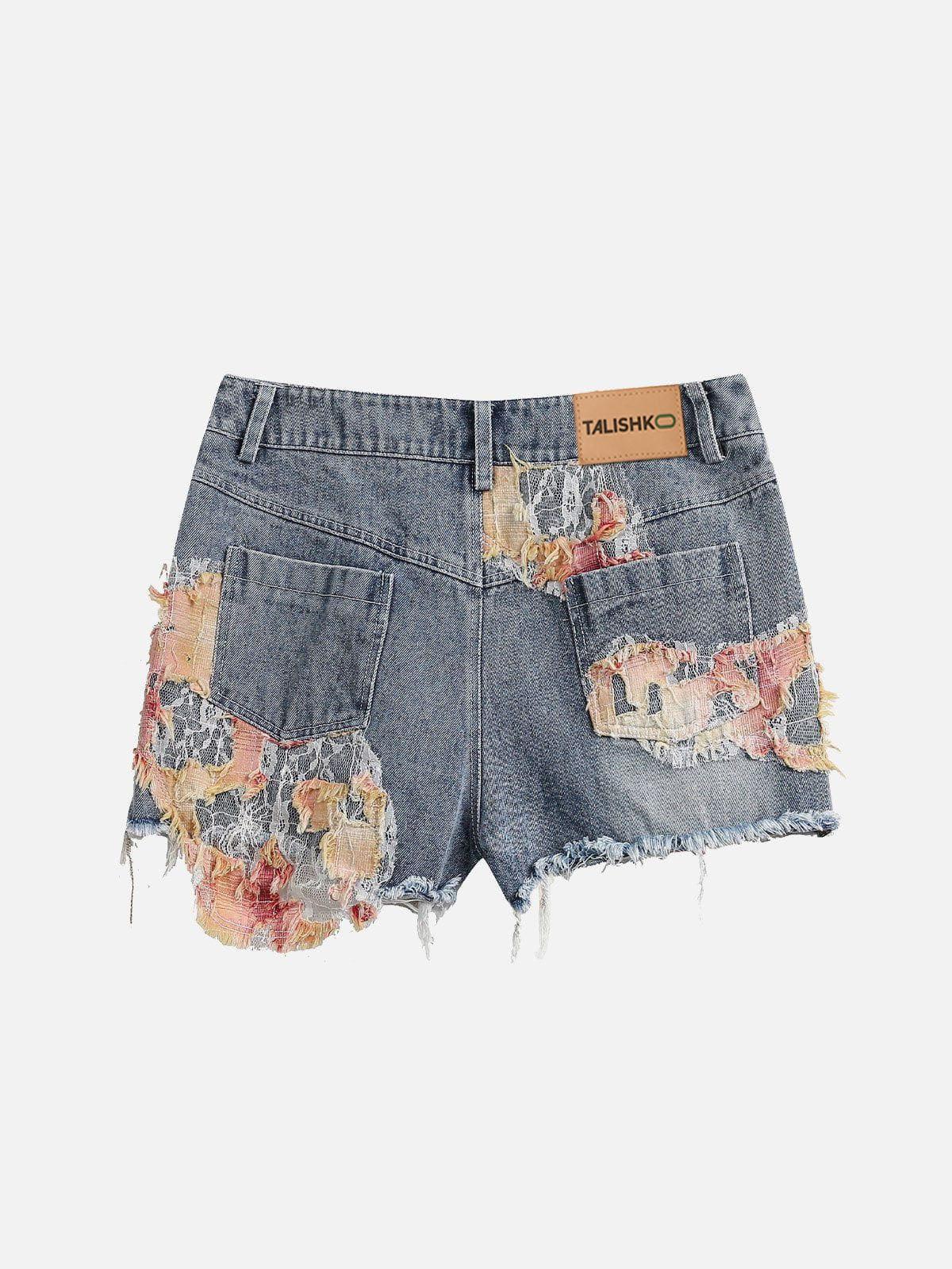 TALISHKO Heavy Craftsmanship Lace Crop Jorts