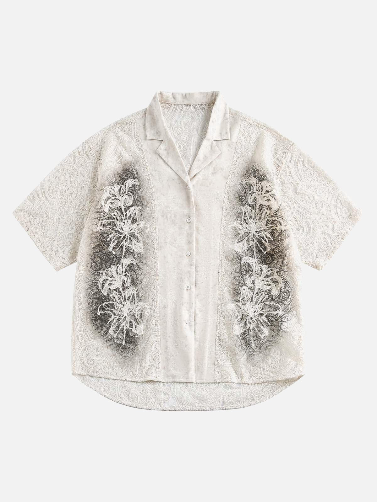 TALISHKO Exquisite Floral Embroidered Short-Sleeve Shirt