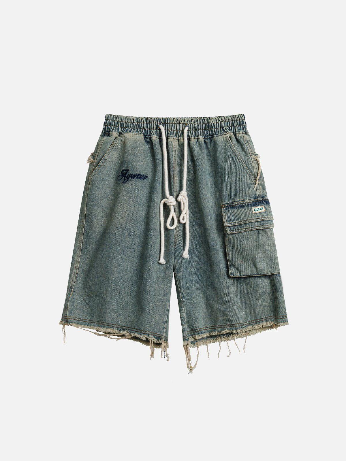 TALISHKO Washed Fringe Jorts