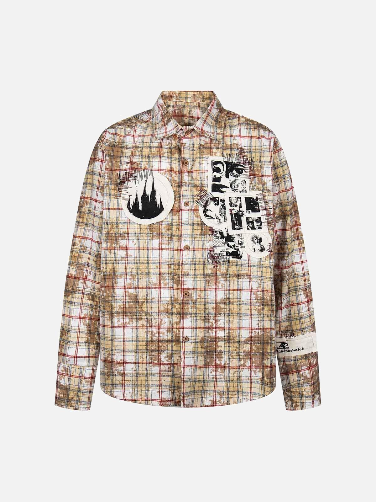 TALISHKO Retro Cleanfit Patch Embroidered Plaid Shirt