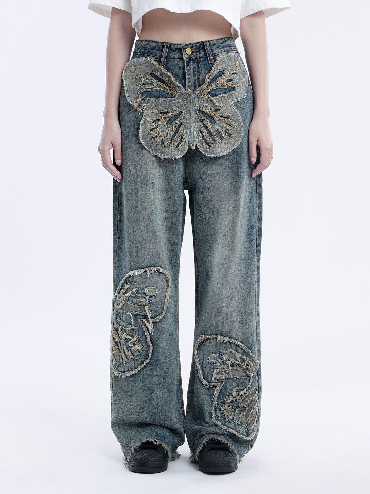 TALISHKO Removable Butterfly Loose Jeans