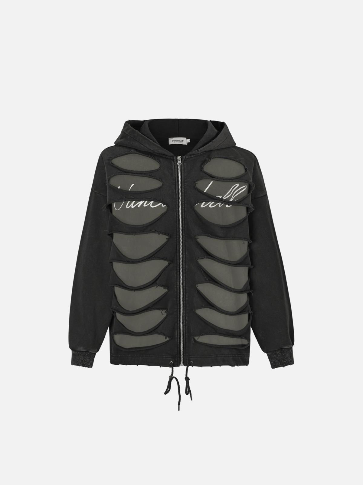 TALISHKO Hollow Hole Zipper Hoodie