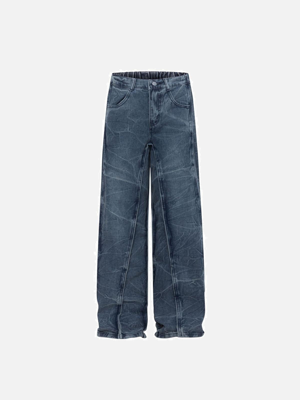TALISHKO Vintage Washed Irregular Stitching Jeans