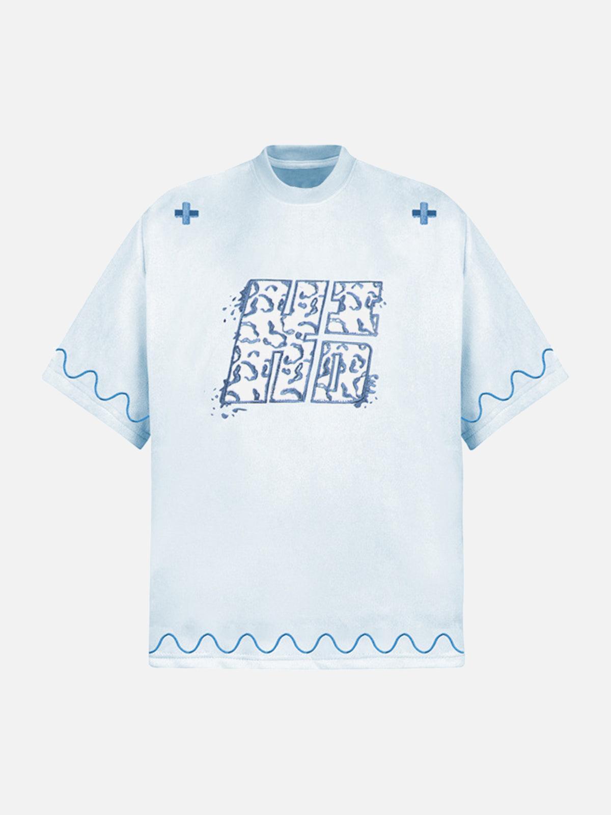 TALISHKO Cross and Wave Print T-Shirt