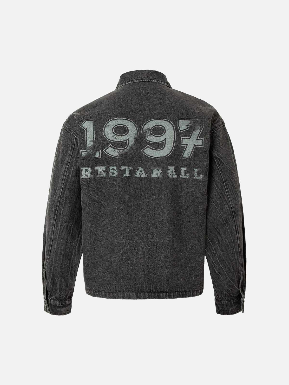 TALISHKO Wasteland Embroidered Print Rivet Denim Jacket