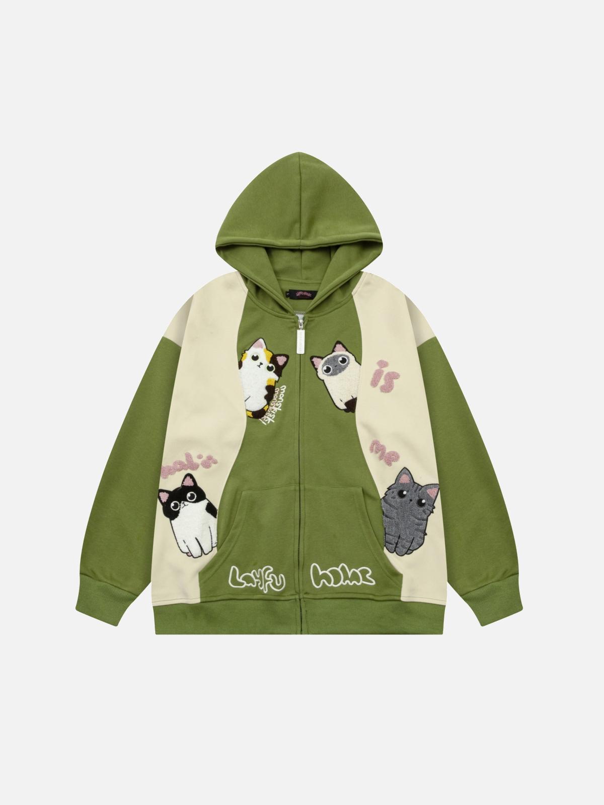 TALISHKO Cat Contrast Color Hoodie