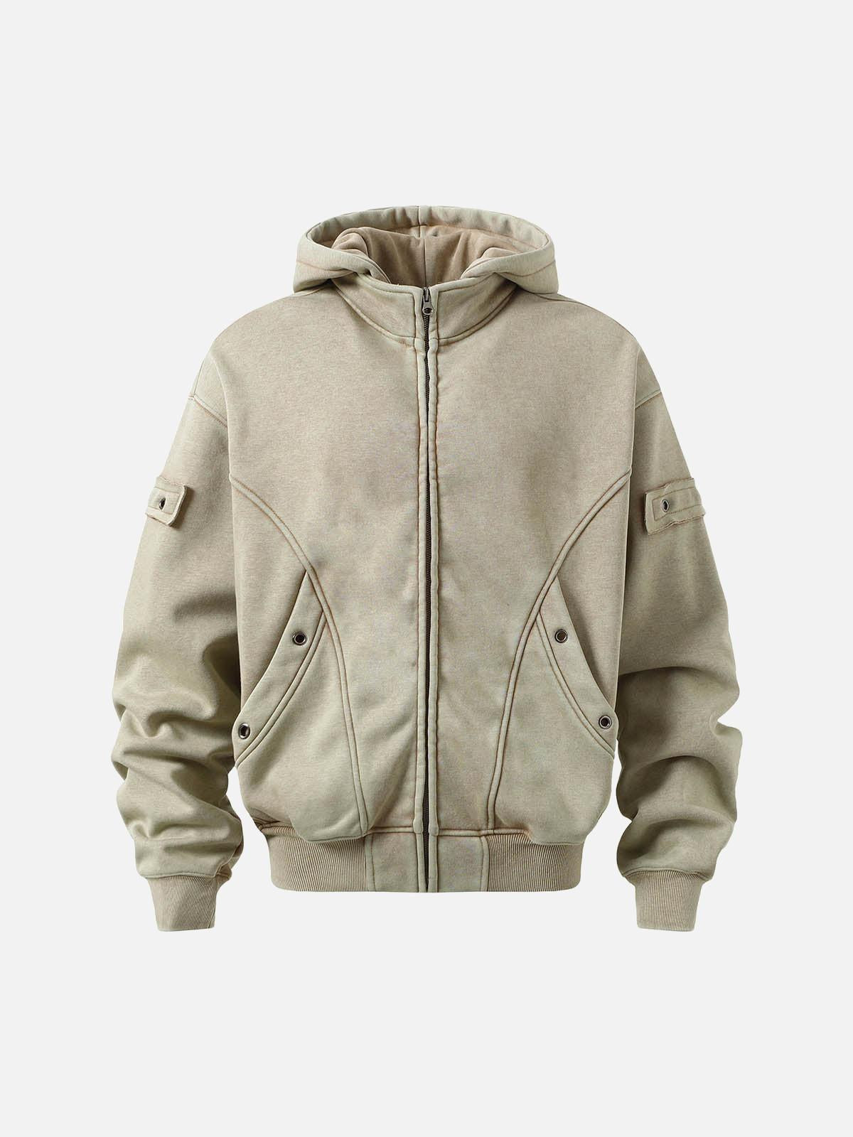 TALISHKO Wasteland Style Washed Zipper Up Sweatshirt