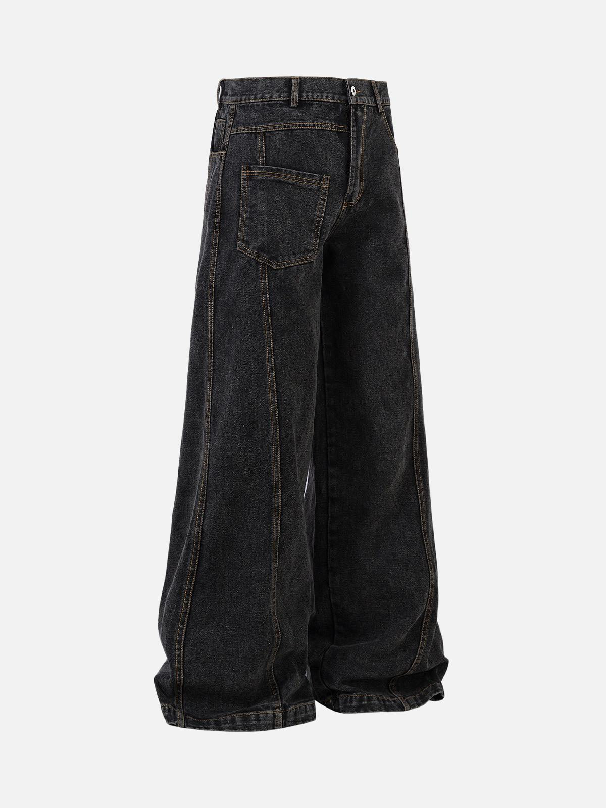 TALISHKO Washed Distressed Deconstructed Split Jeans