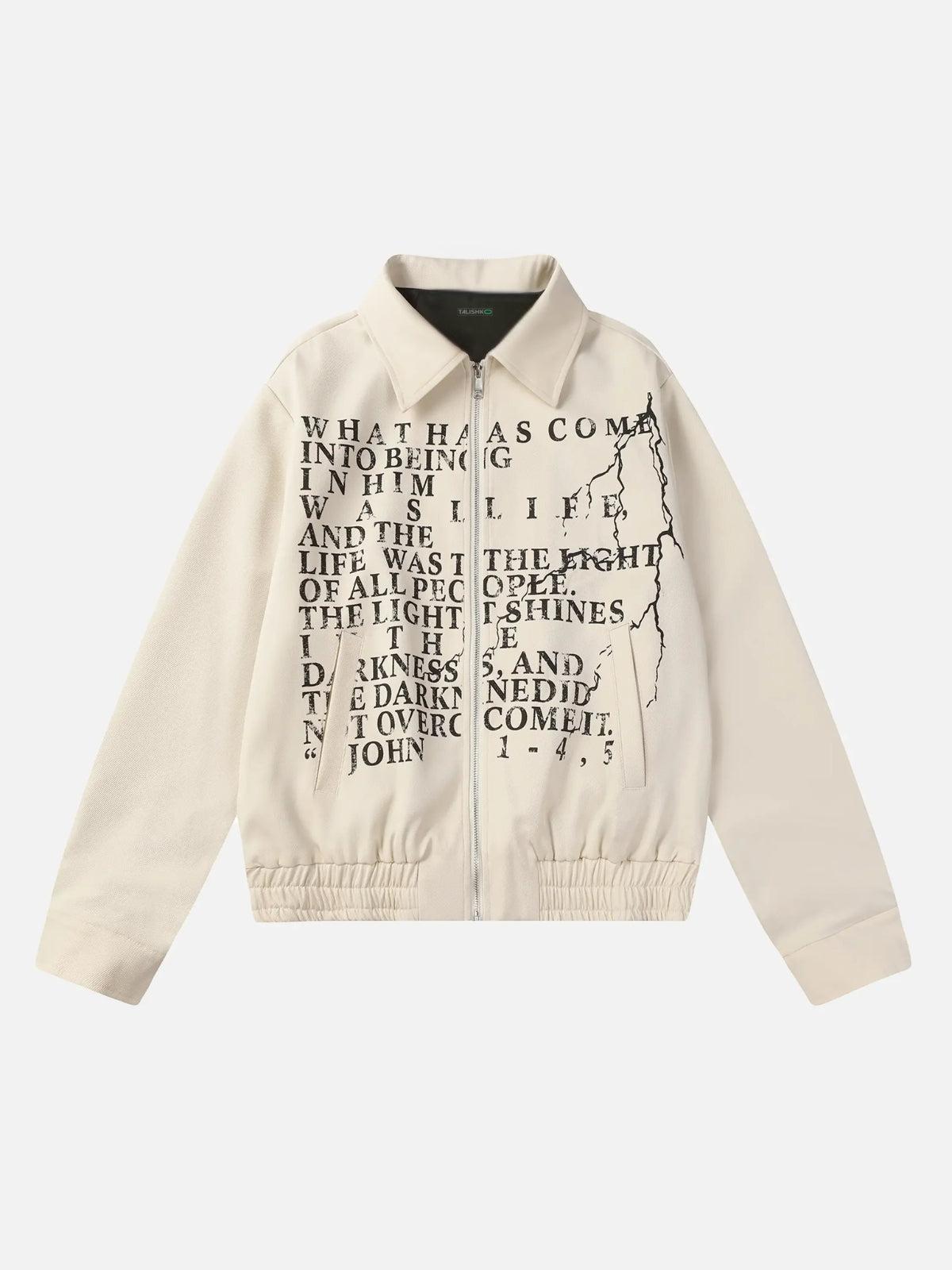 TALISHKO American Retro Distressed Letter Print Jacket