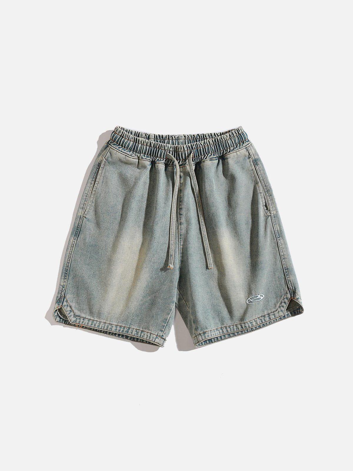 TALISHKO Washed Embroidery Jorts
