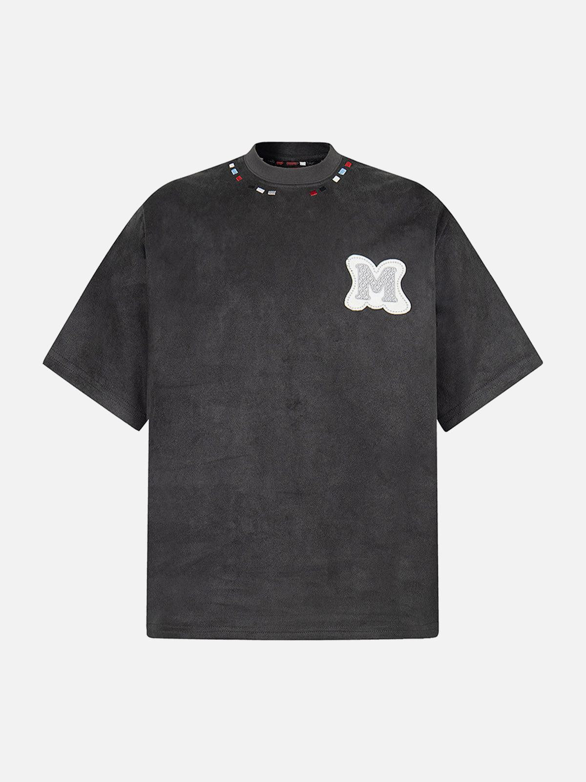 TALISHKO Embroidered Neckline Oversized T-Shirt