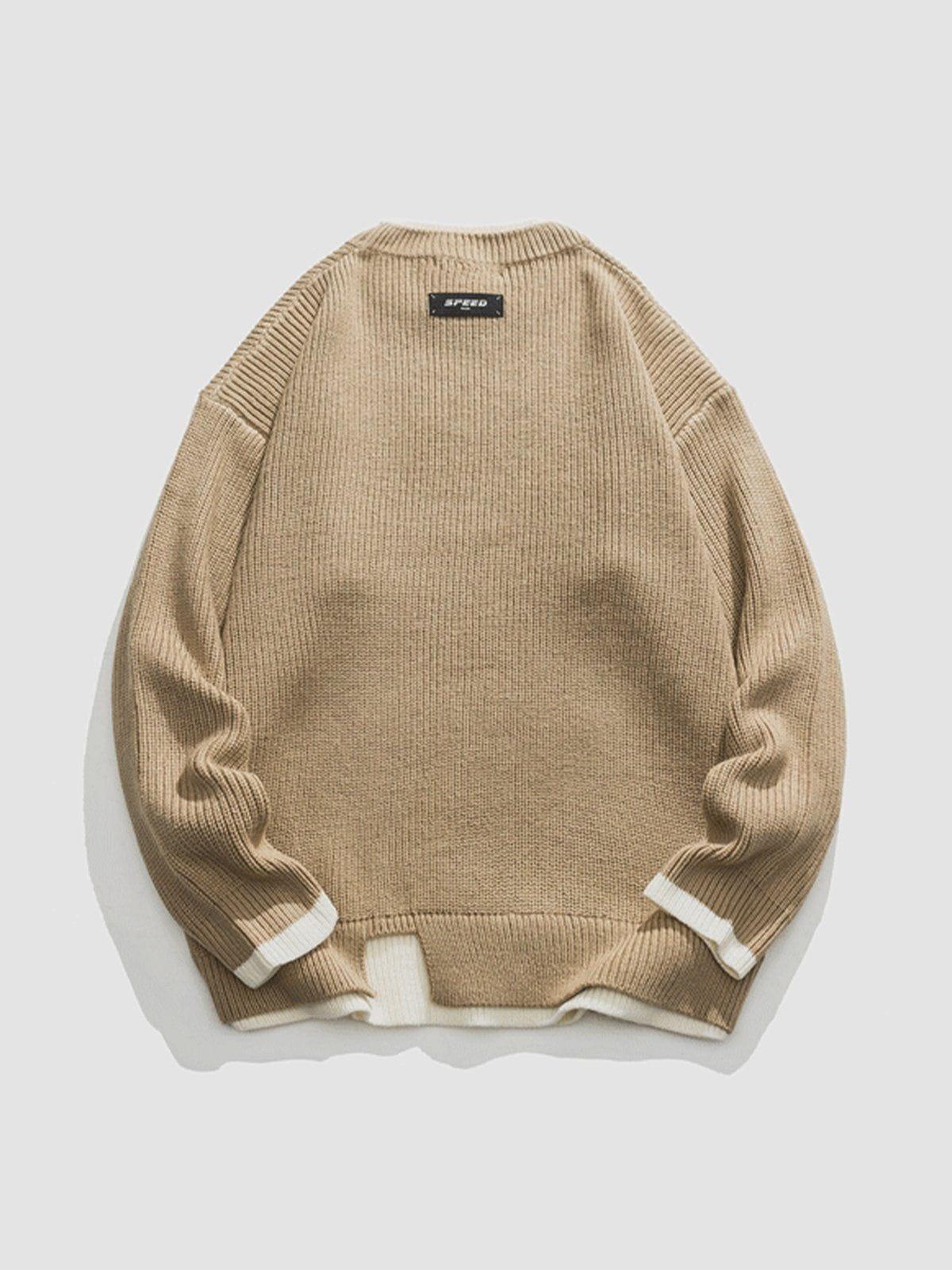 TALISHKO Fake Two Patchwork Knit Sweater
