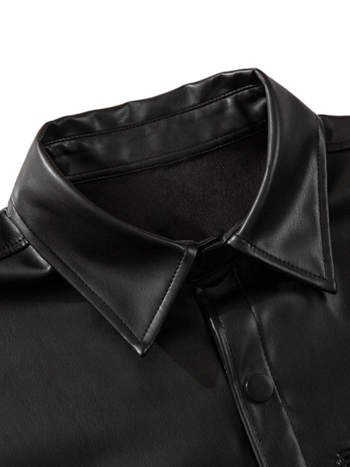 TALISHKO Cleanfit Short-Sleeve PU Leather Shirt