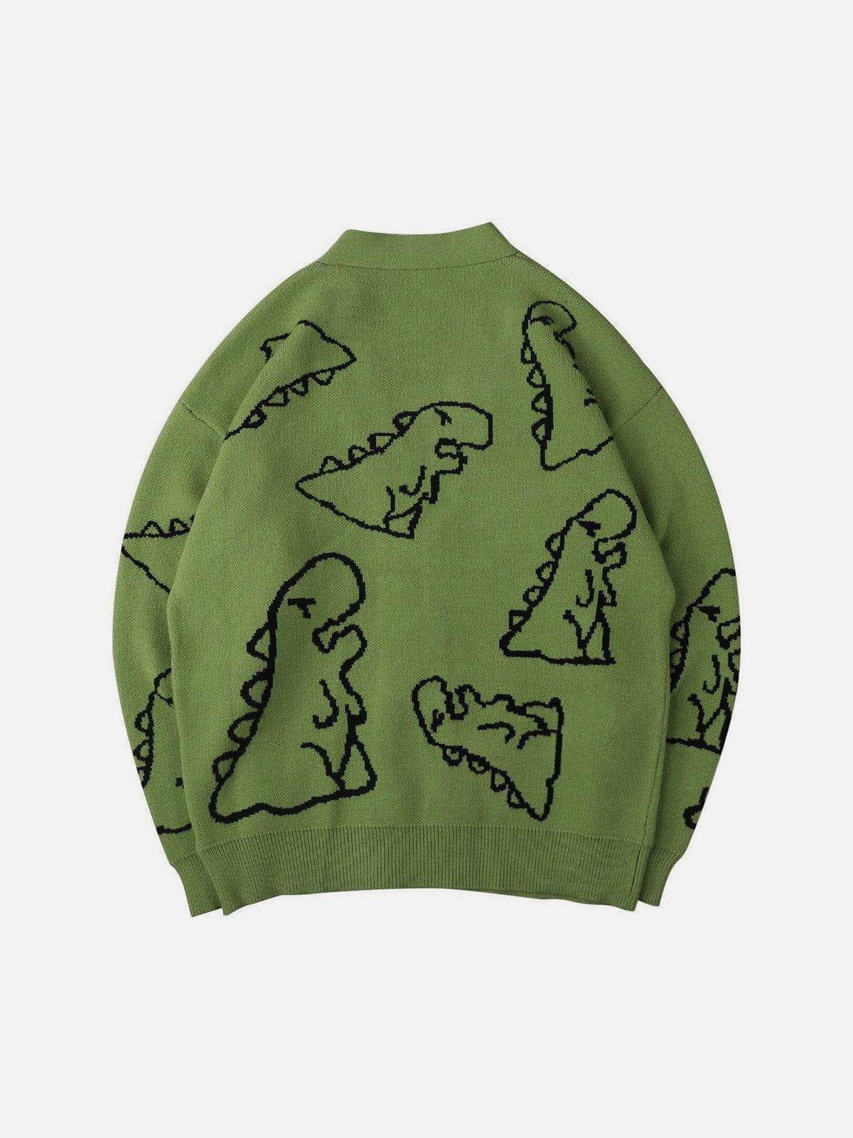 TALISHKO Dinosaur Cartoon Pattern Knit Cardigan