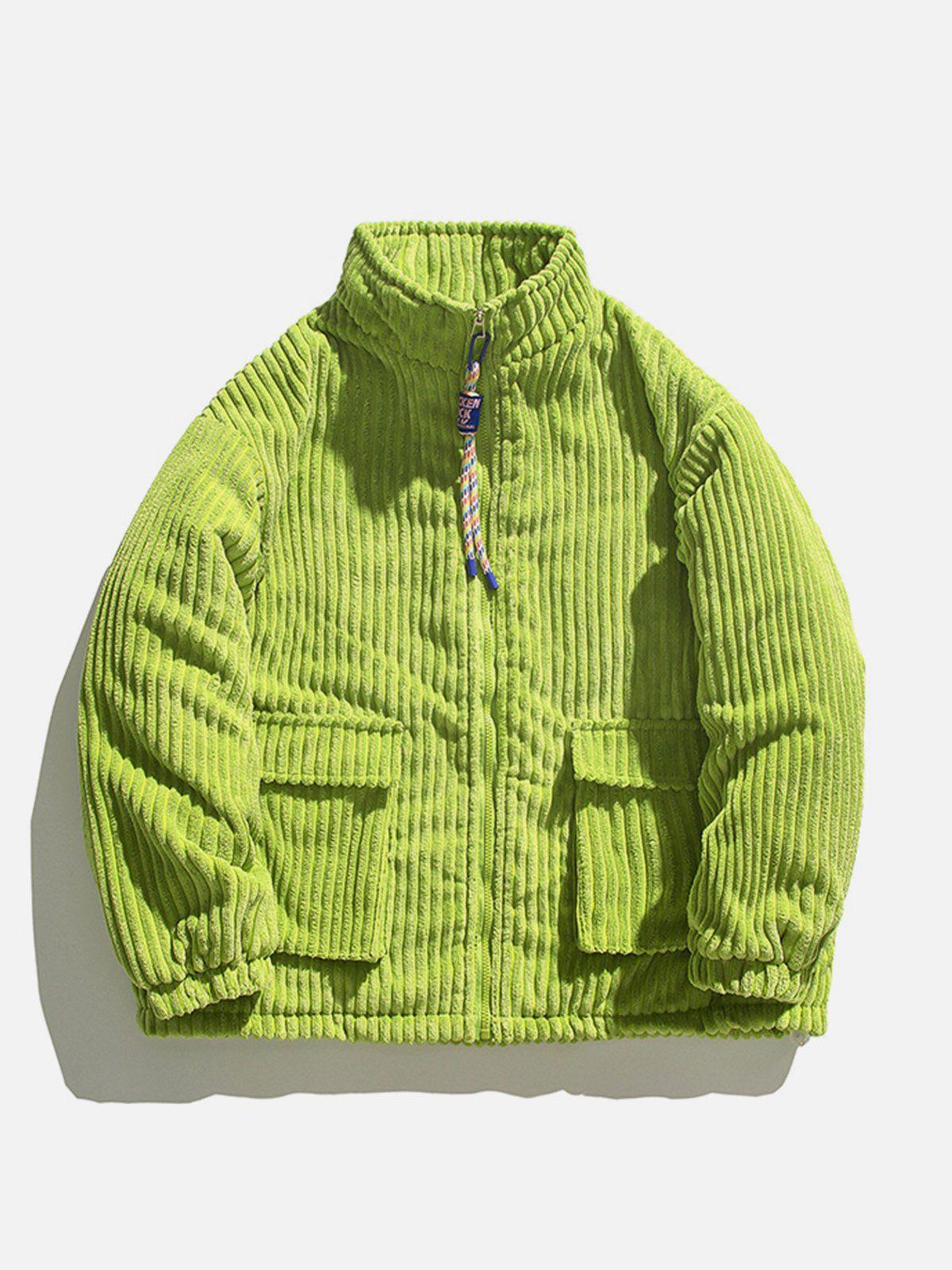 TALISHKO Solid Corduroy Oversized Pocket Winter Coat